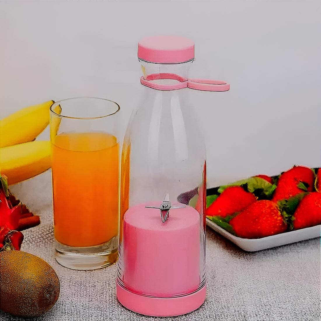Mini Portable Blender Rechargeable Electric Fruit Juicer Mixers 420 ml ( Random Color )